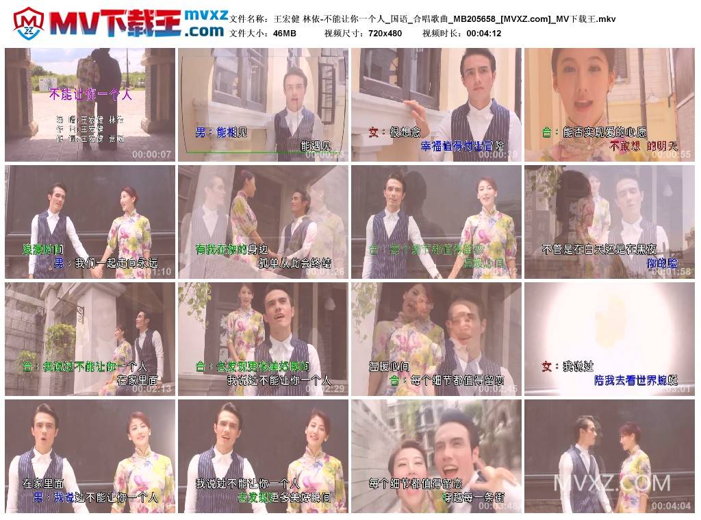 王宏健 林依-不能让你一个人_国语_合唱歌曲_MB205658